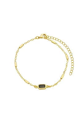 Pulseira Delicada com Pedra Ônix Ouro