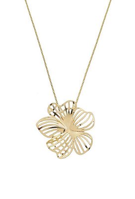 Colar de Flor Média Vazada Ouro