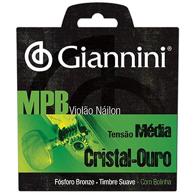 Enc Violão Nylon Tensão Média Série MPB Cristal/Ouro Com Bolinha GENWG - Giannini