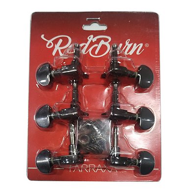 Tarraxa Blindada Violão Aço 3+3 Preta Z4 - Redburn