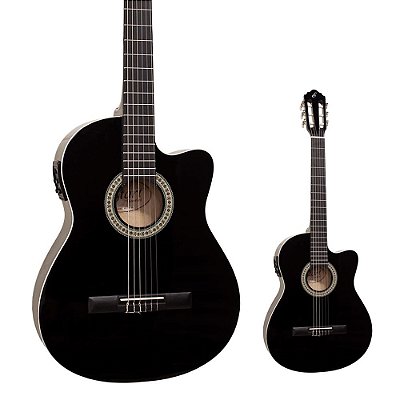 Violão Eletroacústico Nylon Giannini NF-14 CEQ Preto Flat Cutaway