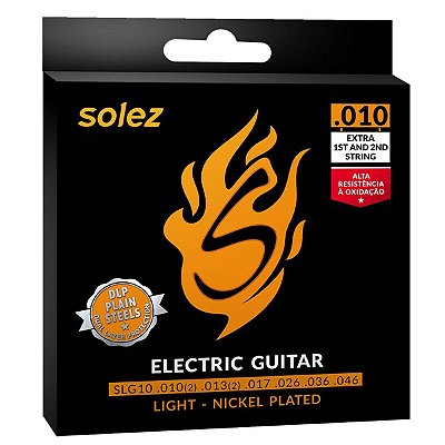 Encordoamento Guitarra 010 SLG10 Com Proteção DLP e 2 Cordas Extras - Solez
