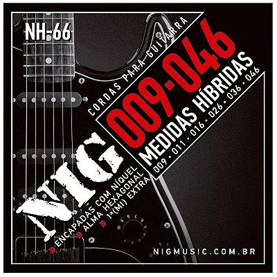 Encordoamento Guitarra 009 Hibrida NH66 - NIG