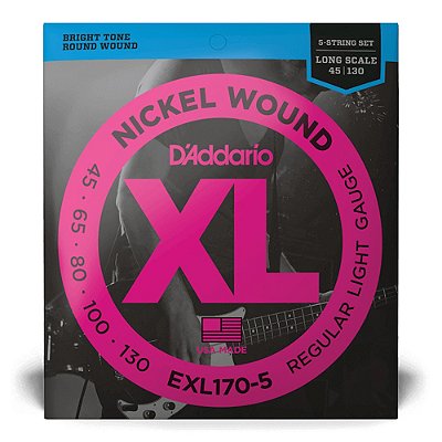 Encordoamento D'addario para Baixo 5 Cordas 045 EXL170-5 XL Nickel Wound #Progressivo