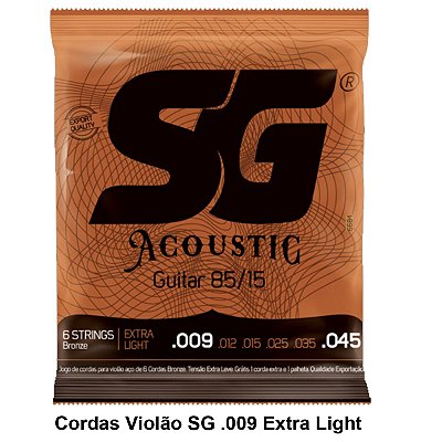 Encordoamento SG Violão Aço 009 - 045 Bronze 85/15 #Progressivo