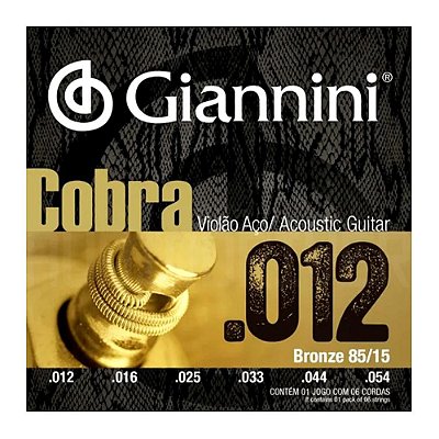 Encordoamento Violão Aço 0.12 Série Cobra Bronze 85/15 GEEFLKS - Giannini