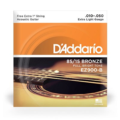 Encordoamento Violão Aço 010 EZ900-B+PL010 D'Addario #Progressivo