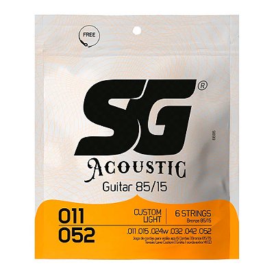 Encordoamento SG Violão Aço 011 - 052 Bronze 85/15 #Progressivo