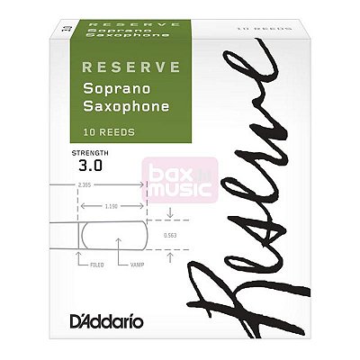 Palheta para Sax Soprano Rico Reserve Nº 3 DIR1030 Caixa com 5