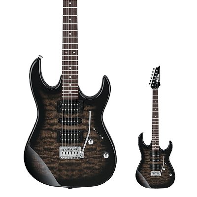 Guitarra Super Strato HSH Ibanez GRX70QA TKS Transparent Black Burst