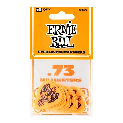 Kit 12 Palhetas para Guitarra 0.73 mm Ernie Ball Everlast Laranja