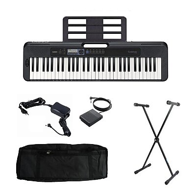 Kit Teclado Casiotone CT-S300 Preto Casio + Suporte em X + Capa + Pedal Sustain