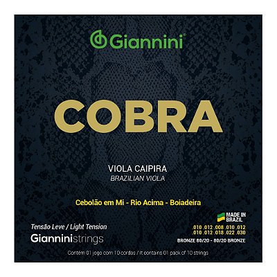 Encordoamento para Viola Caipira Giannini Cobra CV82L Afinação Cebolão (E) Tensão Leve com Bolinha