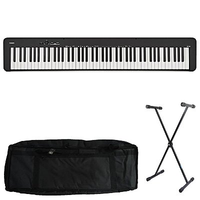 Kit Piano Digital Casio CDP-S100 BK com Capa estofada e Suporte