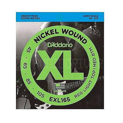 Encordoamento D'addario para Baixo 4 Cordas 045 EXL165SL #Progressivo