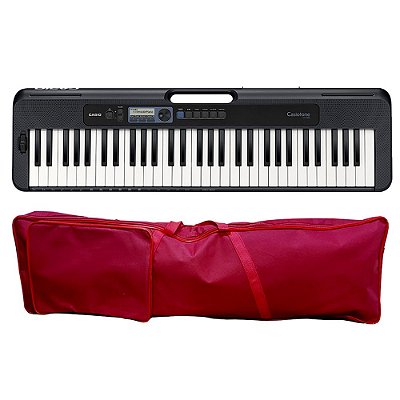 Kit Teclado Casiotone Casio CT-S300 Preto com Capa Vermelha