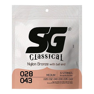 Encordoamento SG Violão Nylon Tensão Média Bronze 65/35 Prata #Progressivo