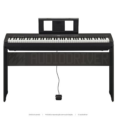 Piano Digital Yamaha P-45B Preto + Fonte, Pedal, Estante e Banco