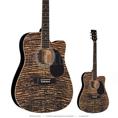 Violão Elétrico Vogga VCK370 Aço Folk Cutaway Mahogany Flamed