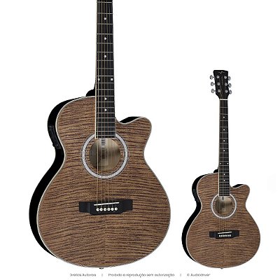 Violão Elétrico Vogga VCE330 Aço Mini Jumbo Mahogany Flamed