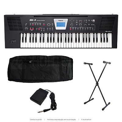 Teclado Arranjador Roland BK3 + Capa + Suporte + Pedal Sustain P