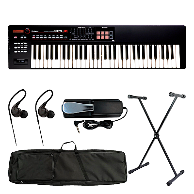 Kit Teclado Sintetizador Roland XPS-10 Preto + Capa Estofada + Suporte em X + Pedal Sustain Grande + Fone