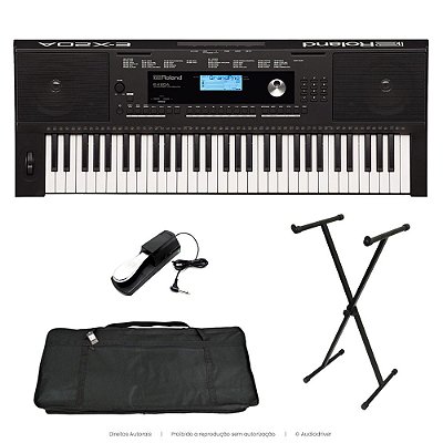 Teclado Arranjador Roland E-X20 61 Teclas + Capa + Suporte X + Pedal Sustain G