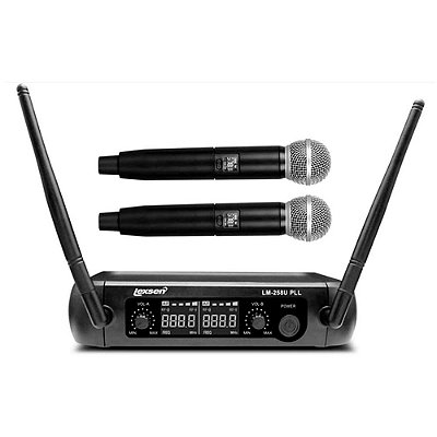 Microfone Sem Fio Bastão Duplo Lexsen LM-258U-PLL UHF