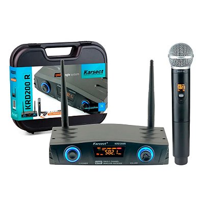 Microfone Profissional sem Fio de Mão Karsect KRD200R UHF Single System
