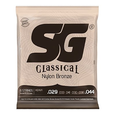 Encordoamento SG Violão Nylon Tensão Alta Bronze 65/35 Prata #Progressivo