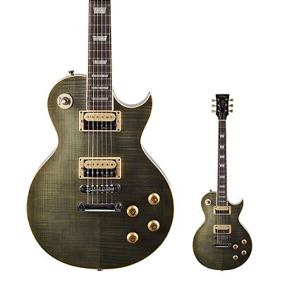 Guitarra Les Paul Braço Colado Vintage Reissue V100 TBK Flamed Thru Black