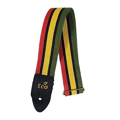 Correia para Guitarra, Baixo e Violão em Algodão Basso Ecostrap FUN 02 Rasta