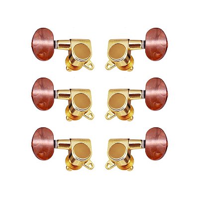 Tarraxas Blindadas para Guitarra e Violão Ronsani MHV-900D Douradas com Shell