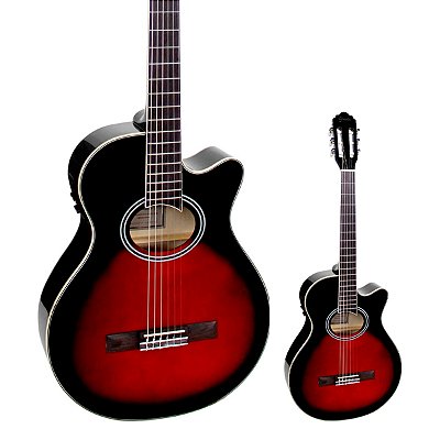 Violão Elétrico Nylon Mini Jumbo Giannini GNF-1D BRB Brown Red Burst