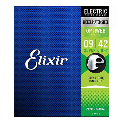 Encordoamento Elixir para Guitarra 009 Nickel Plated Optiweb Super Light #Progressivo