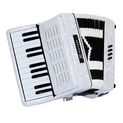 Acordeon 8 Baixos Michael ACM0822 PWH Branco Perolado com Bag