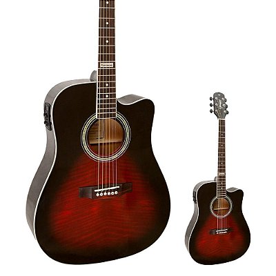 Violão Aço Elétrico Folk Giannini GF-1D CEQ BRB Performance Brown Red Burst