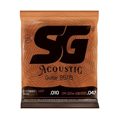 Encordoamento para Violão Aço 0.10 SG Strings Acoustic Guitar 85/15 (Sem Caixa)