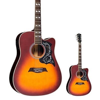 Violão Elétrico Aço Folk Michael VM925DTC SS Galaxy Sunburst Satin