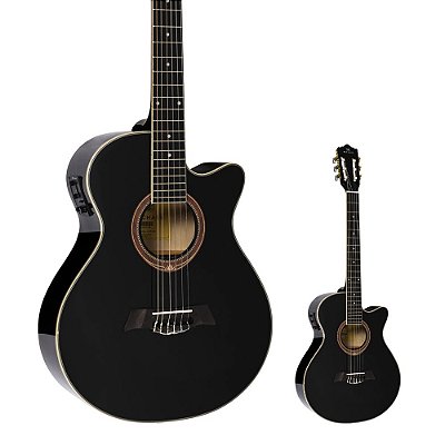 OUTLET │ Violão Elétrico Nylon Mini Jumbo Michael VMY340 Black