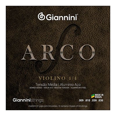 Encordoamento para Violino 4/4 Giannini Arco GEAVVA Tensão Média