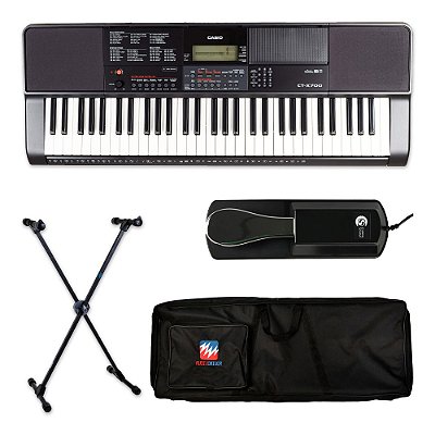 Kit Teclado Casio CT-X700 com Capa Luxo, Pedal Sustain e Suporte