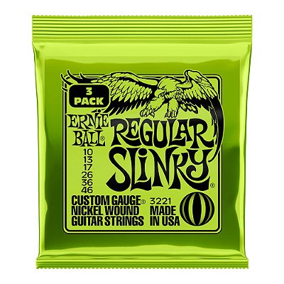 Kit 3 Encordoamentos Ernie Ball Guitarra 010 Regular Slinky #Progressivo