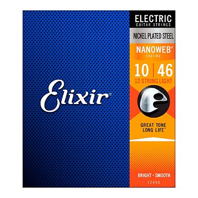 Encordoamento Elixir para Guitarra 12 Cordas 010 Nanoweb Light #Progressivo