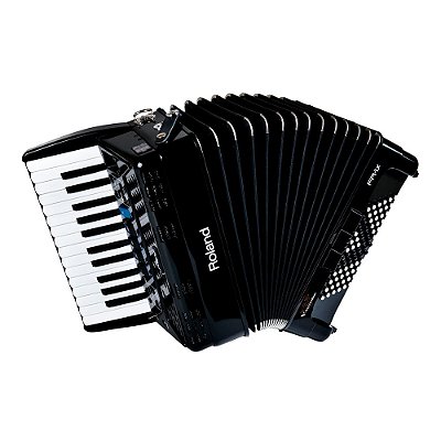 Acordeon MIDI 26 Teclas 72 Baixos V-Accordion Roland FR-1x Preto