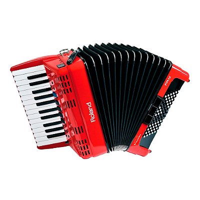 Acordeon MIDI 26 Teclas 72 Baixos V-Accordion Roland FR-1x Vermelho