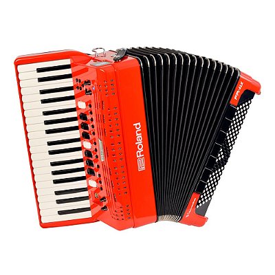 Acordeon Digital MIDI 37 Teclas 120 Baixos V-Accordion Roland FR-4x Vermelho