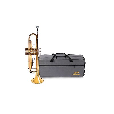 Trompete Bb Laqueado Dominante Dourado com Semi Case e Kit Limpeza