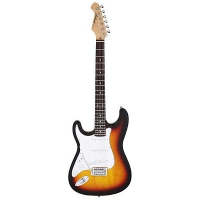 Guitarra Canhoto Stratocaster Aria Pro II STG-003/M 3 Tone Sunburst