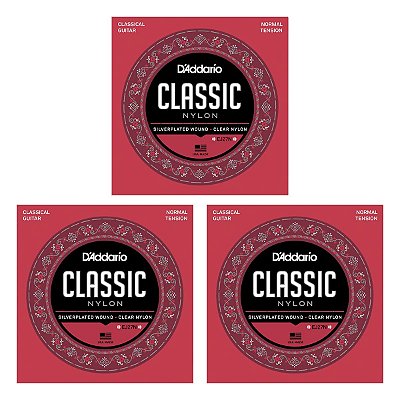 Kit 3 Encordoamentos D’Addario Violão Nylon Tensão Média D’Addario EJ27N #Progressivo